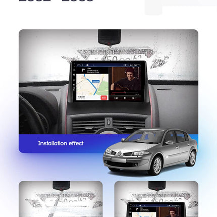JOYX Android 14 IPS autoraadio sobib Renault Megane II (2002-2008) - 4G+64G - sisseehitatud DSP/Carplay/Android Auto - LED-kaamera + mikrofon - 9-tolline 2 DIN-ekraan - roolil juhtimine WiFi DAB 360-kaamera kiire käivitusega