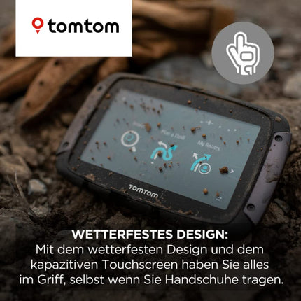 Tomtom Motorcycle Navi Rider 500 (4,3-tolline, käänulised ja mägised marsruudid spetsiaalselt mootorratastele, liiklusummikute vältimine tänu Tomtom Trafficule, mootorrattahoidik, uuendused WiFi kaudu) must, 16 GB