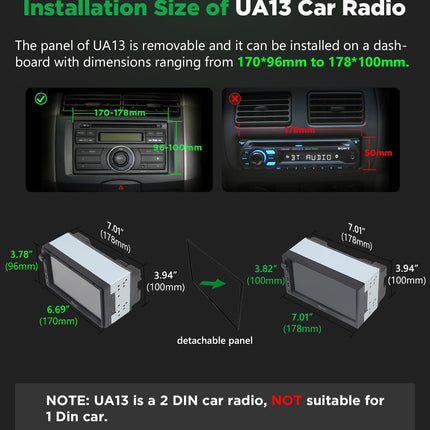 Eonon 7-tolline Android 13 autoraadio juhtmevaba CarPlay Android Auto 2+32GB universaalne raadio IPS-ekraaniga GPS-navigatsiooniga BT 5.0 WiFi Online-video toetab DAB+ (UA13)