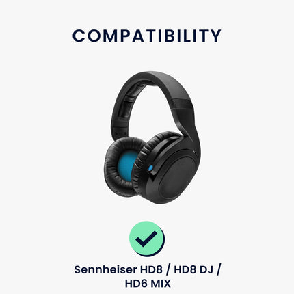 kwmobile 2X kõrvapadjad, mis ühilduvad Sennheiser HD8 / HD8 DJ / HD6 Mix kõrvaklappidega - kunstnahast kõrvaklappide padjad