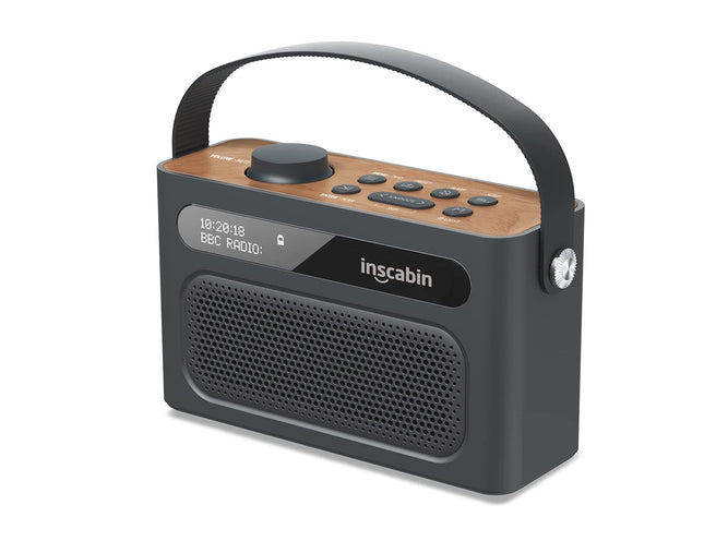 Inscabin M60 kaasaskantav DAB/DAB + FM digitaalraadio/Bluetooth/stereoheli/kaks kõlarit/kaks äratuskella/subwoofer/laetav aku/kaunis disain (must)