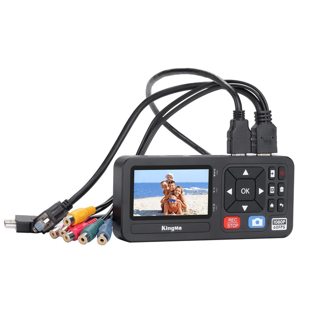 King Ma 3inch Video Grabber, 1080P 60FPS VHS Video Recorder Digitize Capture from HDMI, RCA, VCR, DVD, VHS Tapes, Hi8, Camcorders, Gaming TF/SD/USB Storage (HDMI)