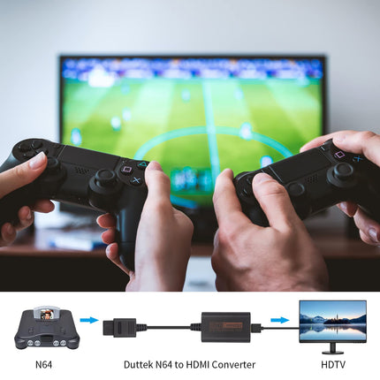Duttek N64 to HDMI Converter, N64 to HDMI Adapter Cable, HDTV Video Converter Supports SNES, SFC, N64, GC Displays Modes Output to 720p, No Power Supply Required, 20 cm.