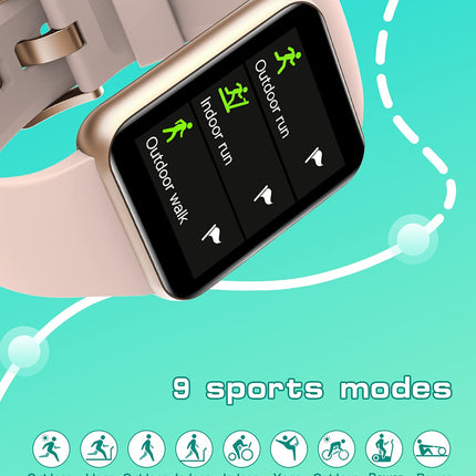 GRV Smartwatch for Women Men, 1.4 inch Touch Color Display Fitness Watch with SpO2, Heart Rate Monitor, Pedometer, Sleep Monitor, 9 Training Modes, Personalized Watch Face, Stopwatch, IP68 Waterproof