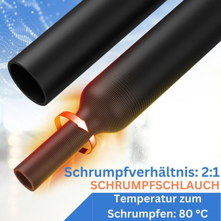 Gocableties - Kvaliteetne läbipaistev termokahanev toru - 12,7 mm x 6 m - kahanemissuhe 2:1 - veekindel termokahanev toru kaablite isolatsiooniks, märgistamiseks, kaablite kimputamiseks ja parandamiseks