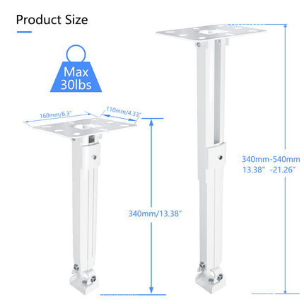 Suptek Projektori lakke kinnitatav pikendatav miniprojektori lakke kinnitatav reguleeritav seinakinnitus keermestatud adapteritega projektori DVR-kaamerale, max 13,6 kg (PR05MINI)