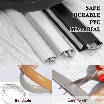 Floor Cable Protector White Floor Cable Duct, 2cm Wide Easy-to-Install Floor Cable Cover, Soft PVC Floor Cable Protector, For Home, Garage
