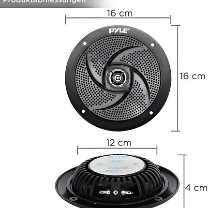 Pyle Waterproof Speakers, Marine Speakers, Outdoor Speakers, 180 Watts In-Wall Speakers, for Bathroom, Spa Room, Boat, UTV, ATV, RV Car &amp; Golf Cart, Pair - Flat Speakers, 13cm