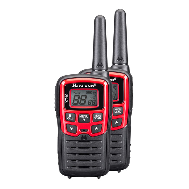 Midland XT10 Walkie Talkie C1176, PMR-raadio algajatele, vööklambriga raadiosaatjad, VOX-funktsiooniga raadio, 4 km leviala, punane