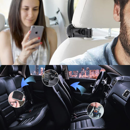 OHLPRO mitme peatoega sissetõmmatav autolaadija, 3-ühes USB-C laadimiskaabel, sissetõmmatav tagaistme autolaadija iPhone'ile, Samsungile, Androidile, ideaalne taksodele, Uberile, šofööridele, reisitarvikutele