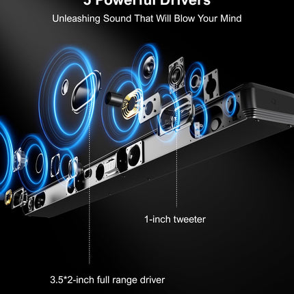 ULTIMEA 5.0-kanaliline heliriba teleritele, RGB-valgustusega heliriba kodukinole, jagatav arvuti heliriba rakenduse juhtimisega, reguleeritava ekvalaiseriga helisüsteem, Bluetooth 5.3, HDMI-ARC/Opt/AUX, Apollo S70