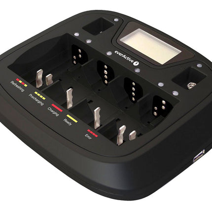 everActive laadija 8 AAA AA CD 9V patareile, universaalne ja kiire, täisautomaatne, LCD-ekraan aku laetuse protsendinäidikuga, mudel: NC-900U
