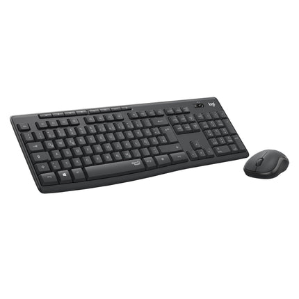 Logitech MK295 juhtmevaba klaviatuuri ja hiire komplekt SilentTouch tehnoloogiaga, otseteede klahvidega, optilise jälgimisega, nano-USB-vastuvõtjaga, viivituseta juhtmevaba ühendusega, QWERTZ-paigutus - grafiit, PC