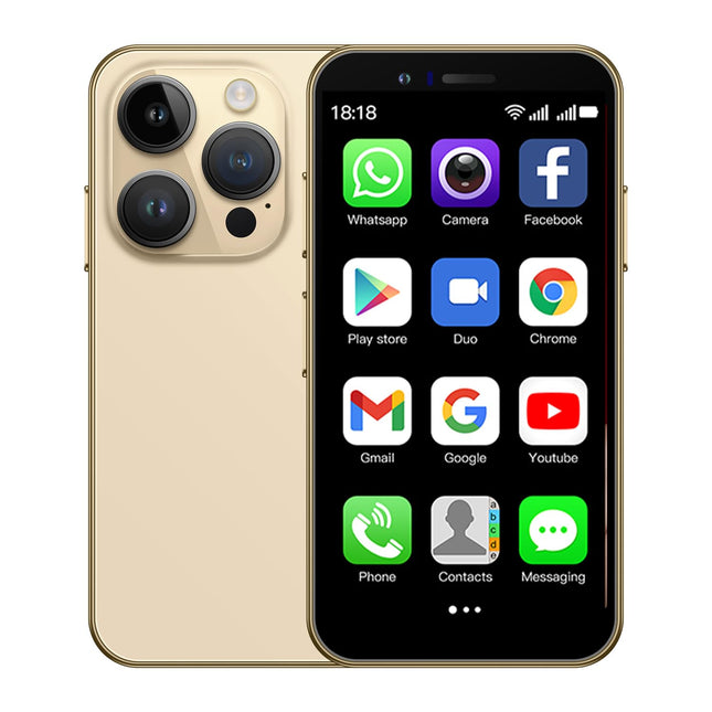CatCalls Mini Smartphone Unlocked 4G Mobile Phone, 3.0 inch, 32GB Expandable up to 128GB, Dual SIM Dual Camera, Android 10.0, Support WiFi Bluetooth Backup Phone (XS15-Gold)