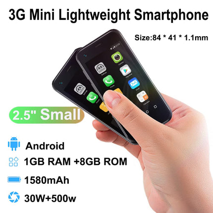 Hipipooo Mini 3G lukustamata telefon 2,5-tolline Android 6.0 nutitelefon 1 GB RAM 8 GB ROM Dual SIM 1580mAh 0,3 MP + 5 MP kaameraga lastetelefon