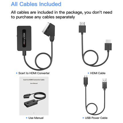 Kirolle Scart to HDMI Converter, Scart to HDMI Converter for Sky/DVD/STB for display on HDTV