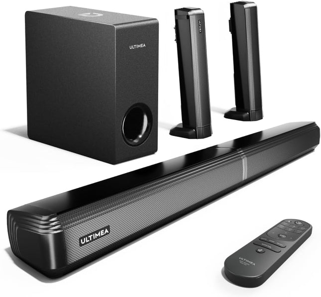 ULTIMEA 4.1-kanaliga teleritele mõeldud heliriba subwooferiga, rakendus, jagatav 2-in-1 teleritele mõeldud heliriba, Bluetooth 5.3, teleri kõlar 3 ekvalaiseri režiimiga, HDMI-ARC/optiline/Aux, Apollo S50, 2025. aasta versioon