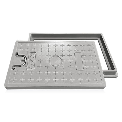 NATOTELA Manhole Cover and Frame, Fiberglass, 670 x 470 mm, Square Lid for Septic Tank, Access Control Cover, Non-Slip, Solid Reinforced Steel, Embedded Manhole Cover with Handle