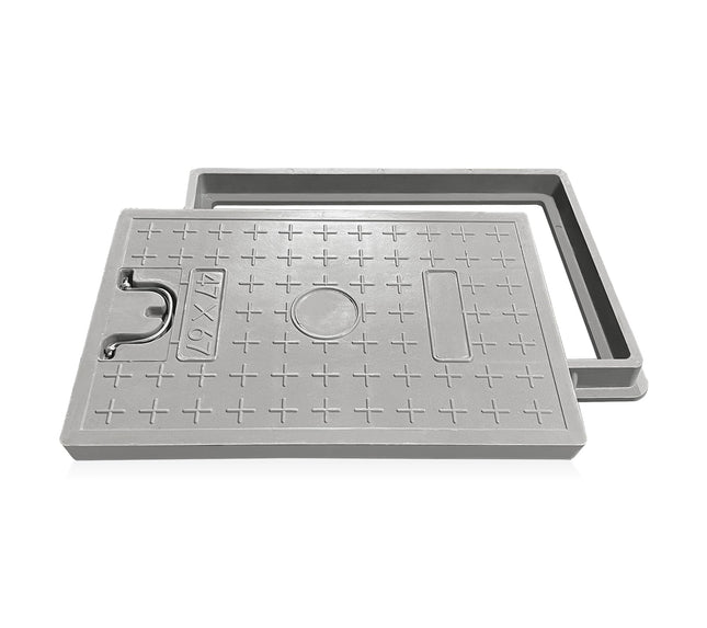 NATOTELA septikupaagi kaas ja raam, klaaskiud, 670 x 470 mm, kandiline kaas septikule, ligipääsukontrolli kaas, libisemiskindel, tugevdatud terasest, sisseehitatud kaevukaas käepidemega