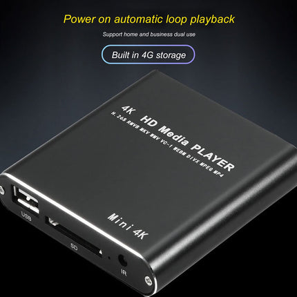 Bewinneri kaasaskantav 4K meediapleier, 1080P HD AV USB HDMI meediapleier kaugjuhtimispuldiga, digitaalne RMVB MKV RM MP4 mängija, toetab kuni 5000G välist kõvaketast