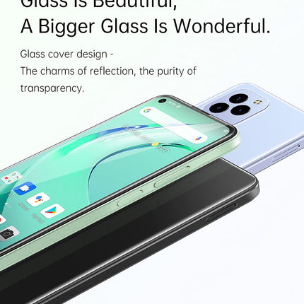 OUKITEL C21 PRO Smartphone without a contract, full glass design, 4GB + 64GB, 256GB external SD, 21MP triple rear camera, Android 11 Dual SIM mobile phone, 6.39'' HD+ display, fingerprint face ID, GPS, WiFi, black