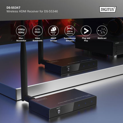 DIGITUS juhtmevaba HDMI-vastuvõtja DS-55346 Full HD digitaalse/ekraani/video jaoks