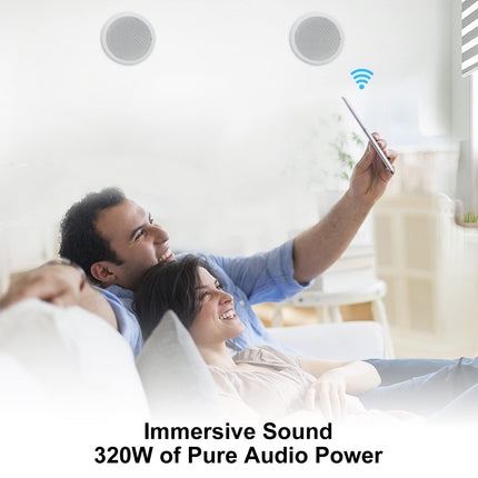 Herdio 6.5-inch Bluetooth Ceiling Speaker, 160 Watt Compatible In-Ceiling Speaker, Flush Mount Sound, for Home, Bathroom, Kitchen, Office with Full Range Sound