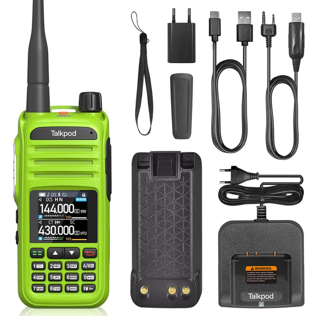 Talkpod A36plus 8W kahe sagedusalaga kahesuunaline raadiosaatja 3200mAh akuga, pikamaa käsiraadiosaatjad täiskasvanutele, komplekt sisaldab (roheline)