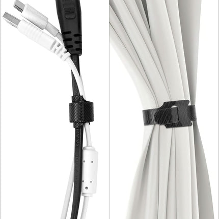 QWORK® 150pcs Velcro Cable Ties, 150 x 12 mm Resealable Cable Ties Adjustable Velcro Straps for Cable Management (Black)
