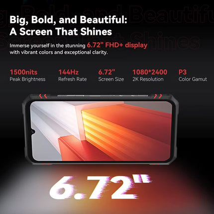 Cubot Kingkong Star 2-6.72" FHD+ nutitelefon, 24GB (12GB+12GB) RAM, 256GB ROM, 100 MP kolmekordne kaamera + 5 MP makro, 5100mAh aku, Android 14, MediaTek Dimensity 8200, must