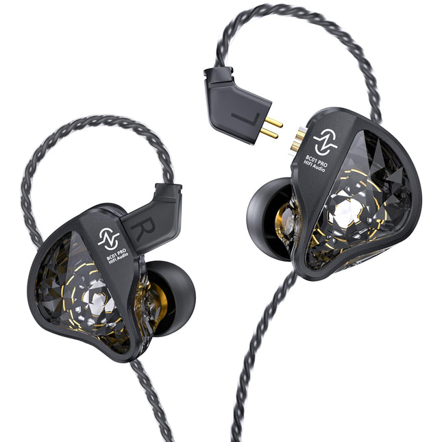 Yinyoo CCZ Harmony BC01 Pro kõrvasisesed kõrvaklapid, 1DD 1BA hübriiddraiverid HiFi kõrvaklapid kolme sagedusega tasakaalustatud juhtmega IEM stereoheli juhtmega kõrvasisesed kõrvaklapid 3,5 mm pistikuga