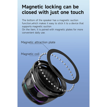Multifunctional Magnetic Bluetooth Speaker, G200 Portable Bluetooth Speaker with Multi-RGB Color Light and Phone Holder, Waterproof Magbeat Bluetooth Speaker for Outdoor Travel