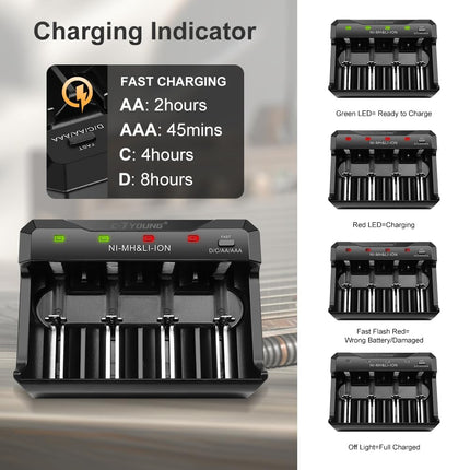 Rechargeable C Battery 4-pack Rechargeable C Battery 1.5 Volt USB Lithium 5500mWh with Universal Battery Charger Batteries for All Batteries AA AAA CD