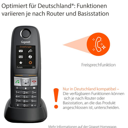 Gigaset E630 - vastupidav juhtmeta DECT-telefon - töökoja käsitelefon - põrutuskindel, tolmukindel ja veekindel (IP65) - vibratsioonialarm - helitugevuse regulaator, must [saksakeelne versioon]