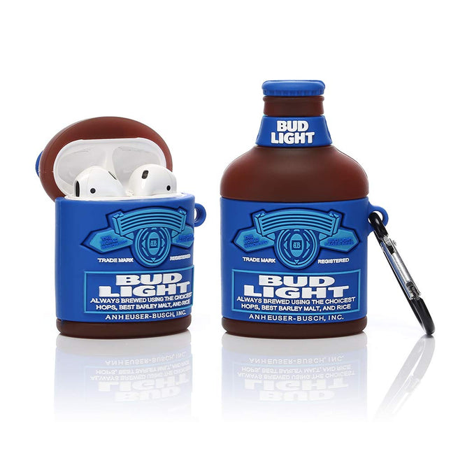 YIGEYI silikoonümbris, mis ühildub Airpods 1 ja 2 kõrvaklappidega, naljakas armas 3D-koomiksiümbris [veiniõlle seeria] (Bud Light)