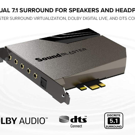 Creative Sound Blaster AE-7 — kõrglahutusega PCI-e DAC/võimendi helikaart diskreetse Xamp kõrvaklappide bi-võimendi ja halli/musta heli juhtimismooduliga