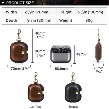 CONTACT'S FAMILY Case for Samsung Galaxy Buds 3 / Buds 3 Pro (2024), Premium Leather Earphone Case Cover Accessories Compatible with Buds 3 / Buds 3 Pro with Keychain, Coffee Brown