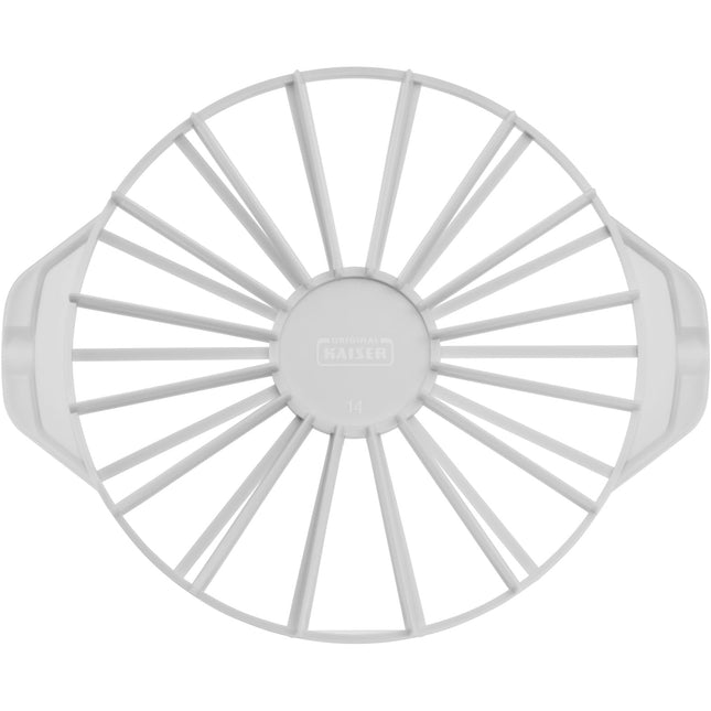 Originaalne Kaiser Classic plastkoogijagaja 31,5 cm, koogijagaja, koogijagaja 14 või 16 võrdse suurusega tükile, koogijagajat saab kasutada mõlemalt poolt, valge