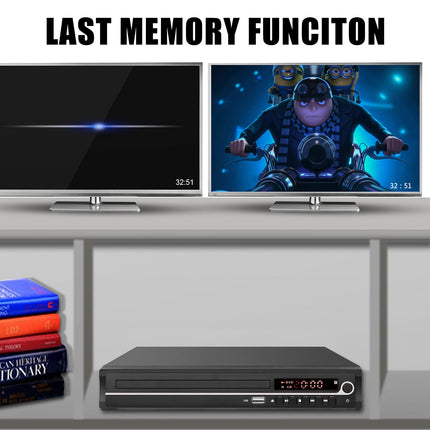 VATI DVD Player for TV, Region-Free HDMI DVD Player for Smart TV, Supports 1080P Full HD with HDMI Cable, Remote Control, USB Input