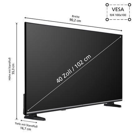 JVC TV 40 inch Smart TV VIDAA LT-40VDF5455 Full HD TV, HDR TV with integrated triple tuner, LED TV black