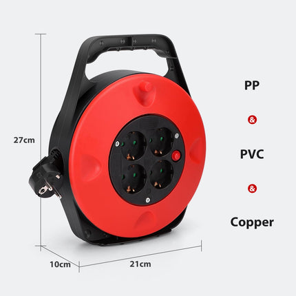 Aigostar cable reel 4-way cable box with sockets, thermal protection switch, cable reel for indoor use, 15 m