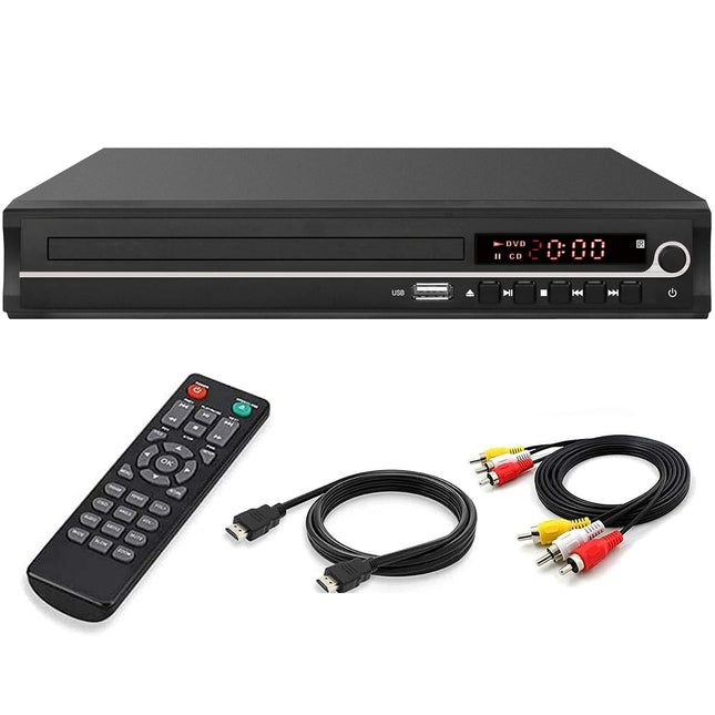 VATI DVD-mängija telerile, regioonivaba HDMI DVD-mängija nutitelerile, toetab 1080P Full HD-d HDMI-kaabli, kaugjuhtimispuldi ja USB-sisendiga