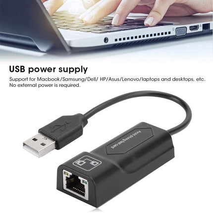 Dpofirs Etherneti-RJ45 adapter, 100 Mbps kiire USB 2.0-RJ45 konversioonikaabel, universaalne lairiba muundur sülearvutitele ja lauaarvutitele