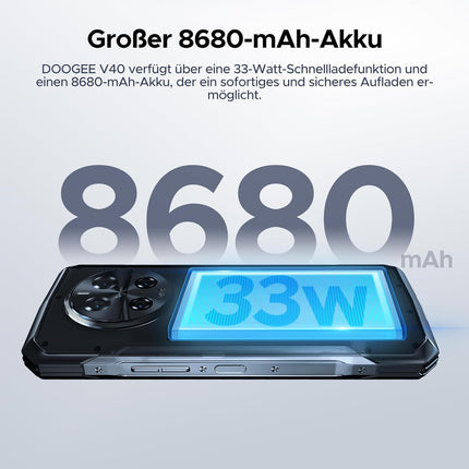 DOOGEE V40 5G õuenutitelefon lukustamata Android 14, Dimensity 7300, 32 GB + 512 GB õuenutitelefon, 8680 mAh/33 W, 6,78 tolli HD+ 120 Hz, 108 MP + 20 MP öönägemine, IP68/IP69K/NFC/Face ID
