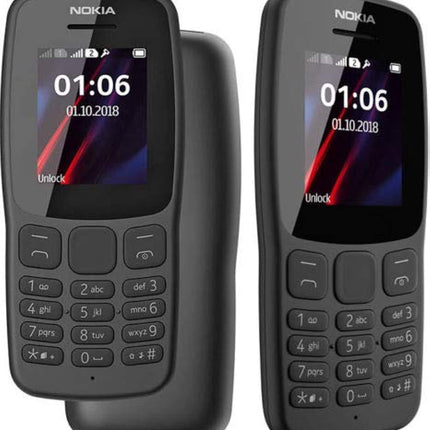 Nokia 106 kõikide operaatoritega 4 GB kahe SIM-kaardiga 2018 tumehall LED-taskulambiga – FM-raadio – suurte nuppudega telefon