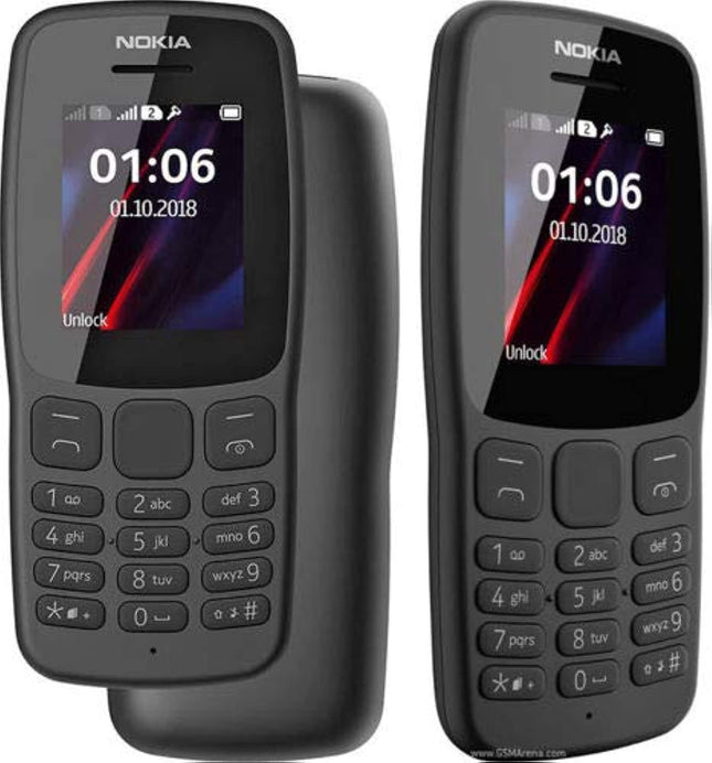 Nokia 106 kõikide operaatoritega 4 GB kahe SIM-kaardiga 2018 tumehall LED-taskulambiga – FM-raadio – suurte nuppudega telefon