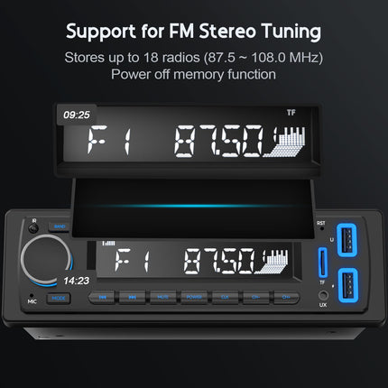 Autoraadio Bluetooth 5.0, Avyleti autoraadio Bluetooth käed-vabad süsteemiga, 7 värvi FM-autoraadio 1 DIN koos 2 USB/AUX/mälukaardi/MP3-mängijaga