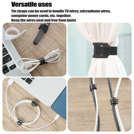 Reusable Cable Ties, Adjustable Cable Ties, Black Hook and Loop Cable Ties, Multipurpose Cable Ties, Cable Organizer for PC, Cell Phones, Computer Cable Management, 100 Pack