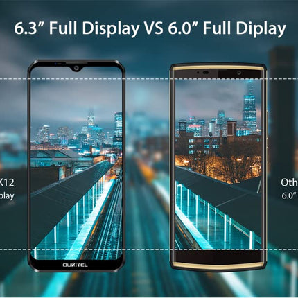 (2019) OUKITEL K12 Android 9.0 Smartphone Without Contract with 10000mAh massive battery, 6.3" Waterdrop FHD+ Display Mobile Phone, Helio P35 Octa-Core 2.3GHz 6GB+64GB, Fast Charging, Leather+Metal Design, NFC