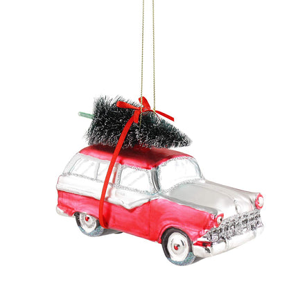 440s Gift Company Hanging Car with Christmas Tree, Red and White | GC-12160 | 4030195666718